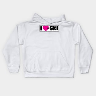 I LOVE TO SKI SKIING MOUNTAINS SKIER HEART Kids Hoodie